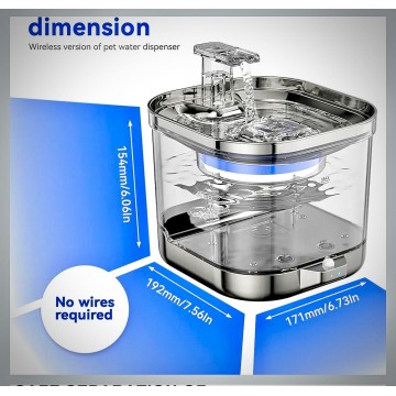 Rubeku Pet Water Fountain Wireless Clear 2L